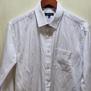 AlizeAL Dress Shirt Mens Medium White Solid Long Sleeve Button Front Pocket